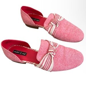 Violet And Red Sabrina Fabric Knot Cut Out Red Cream Tan Slip On Shoes Size 8.5